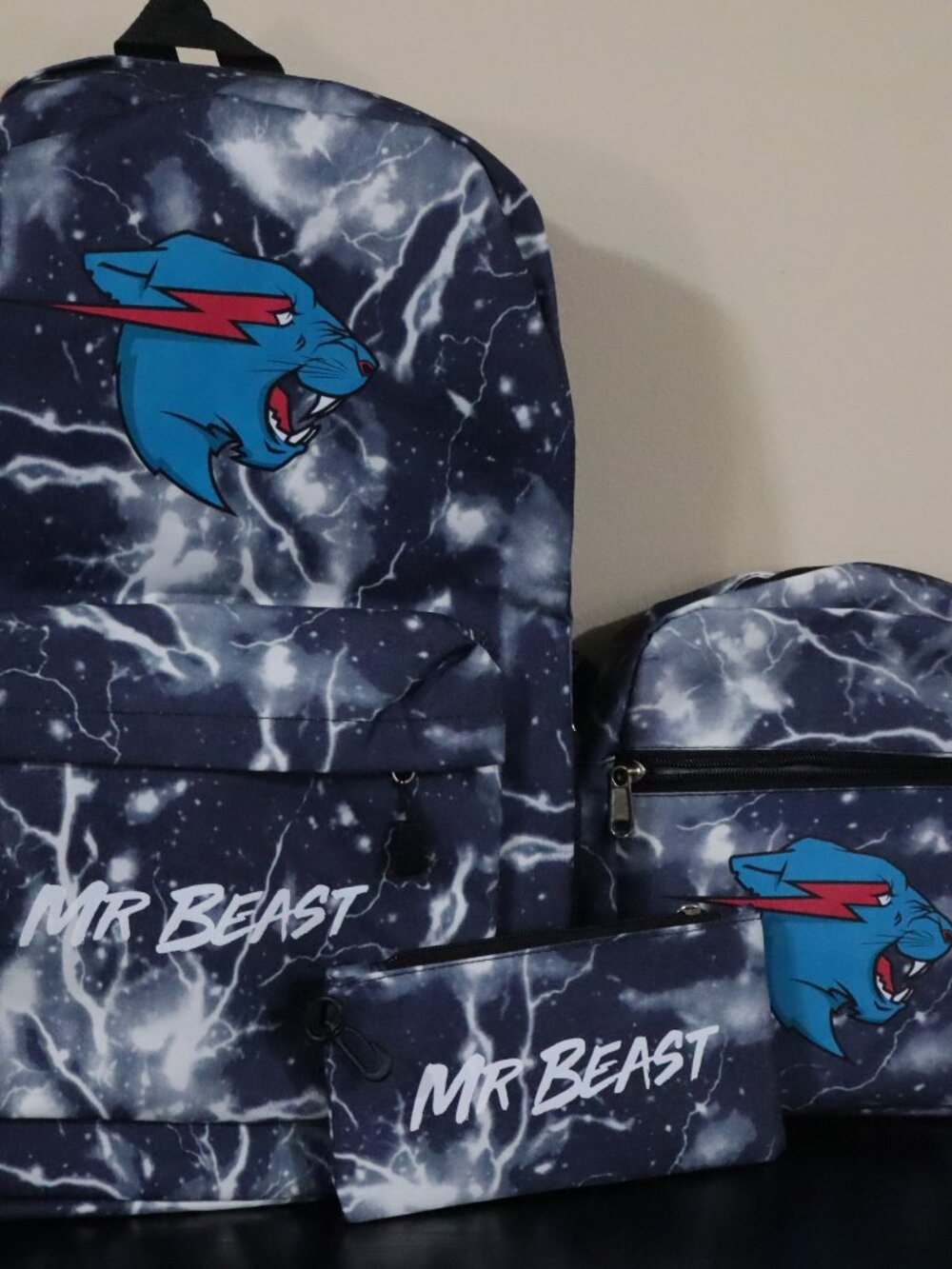 NWOT Mr Beast Backpack, Lunch Kit & Pencil Pouch Set